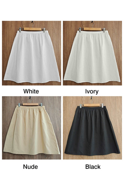 Cotton Half Slip Petticoat Slip Skirt Organic Cotton Unterrock Women Underskirt in Three Lengths Four Colors White Ivory Nude Black