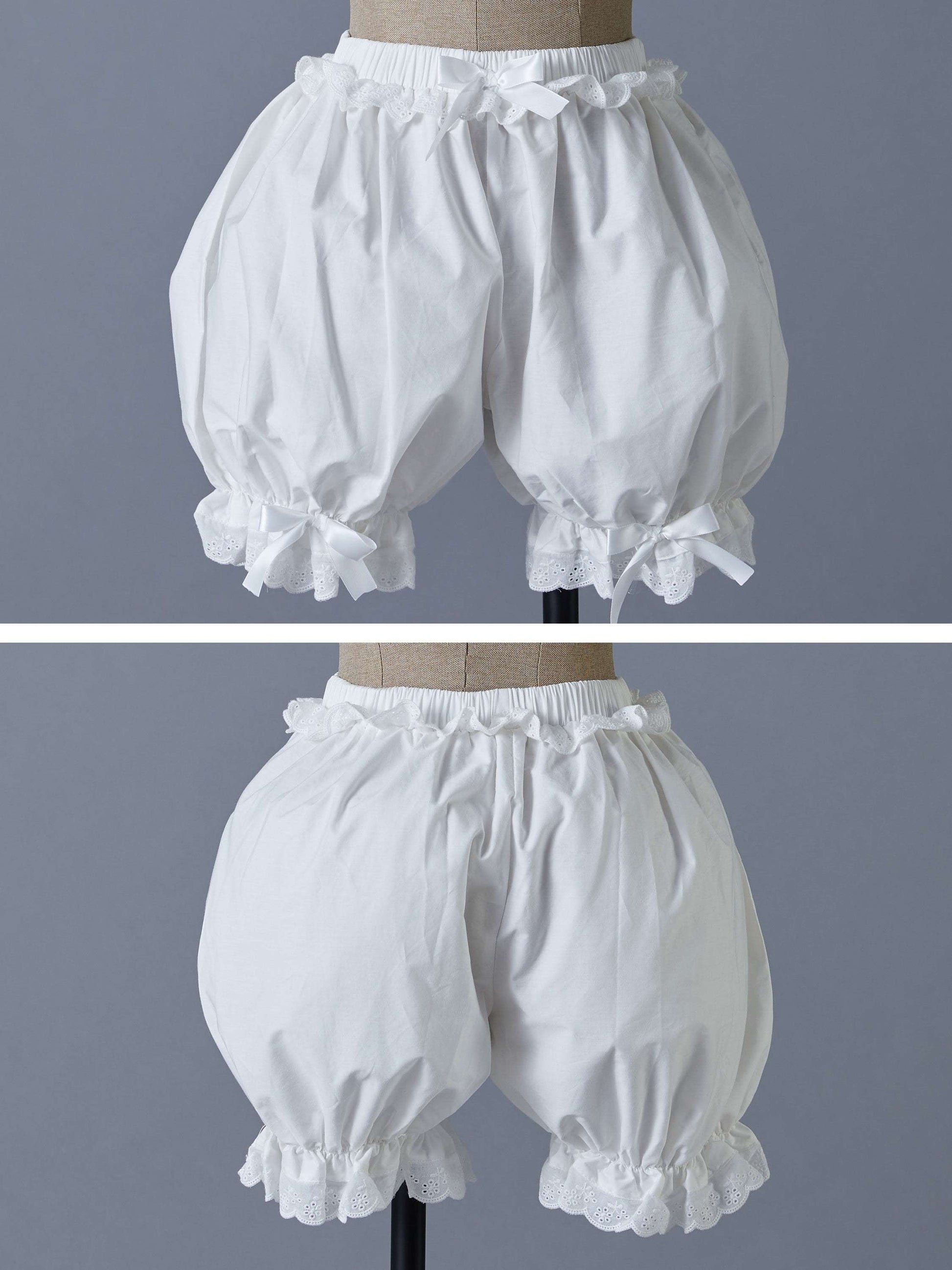 Cotton Bloomers Women Bloomer Shorts Pantaloons Victorian Bloomers Summer Shorts Pettipants Lace Trim With Bows