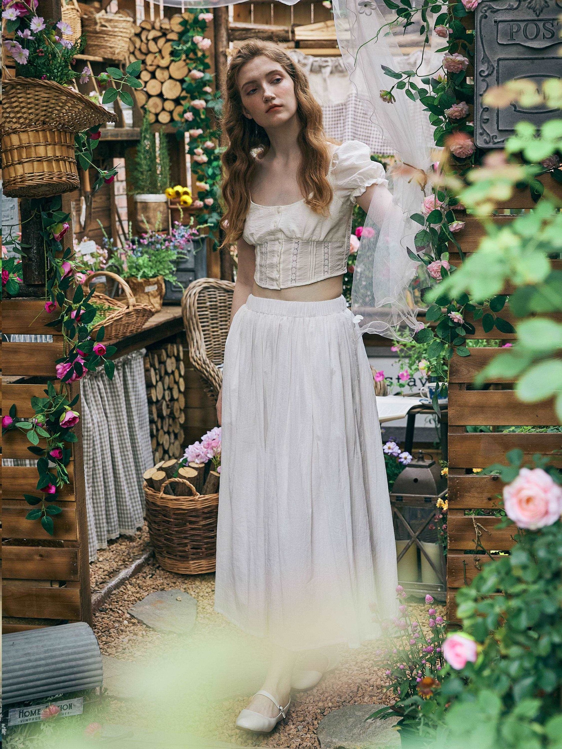 Cotton Skirt Long White Maxi Skirt Midi skirt with Pockets Beige or Cream Skirt With Lining Flexible Waistband