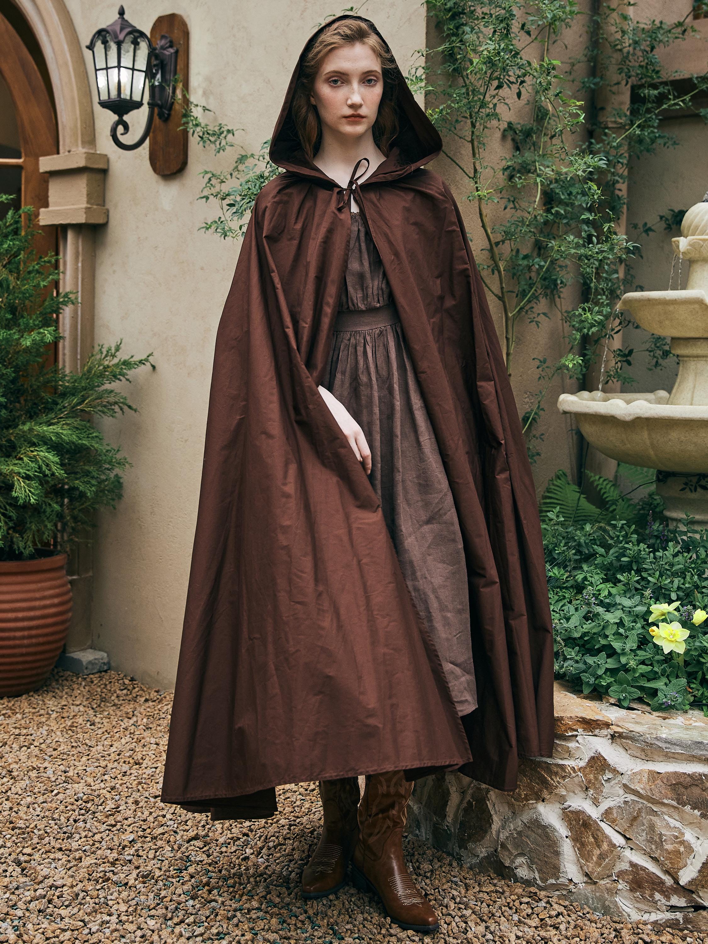 Medieval Cloak Hooded Cloak Full Circle Lightweight Cotton Robe Elf Cloak Ren Faire Costume Cosplay Cloaks for Halloween