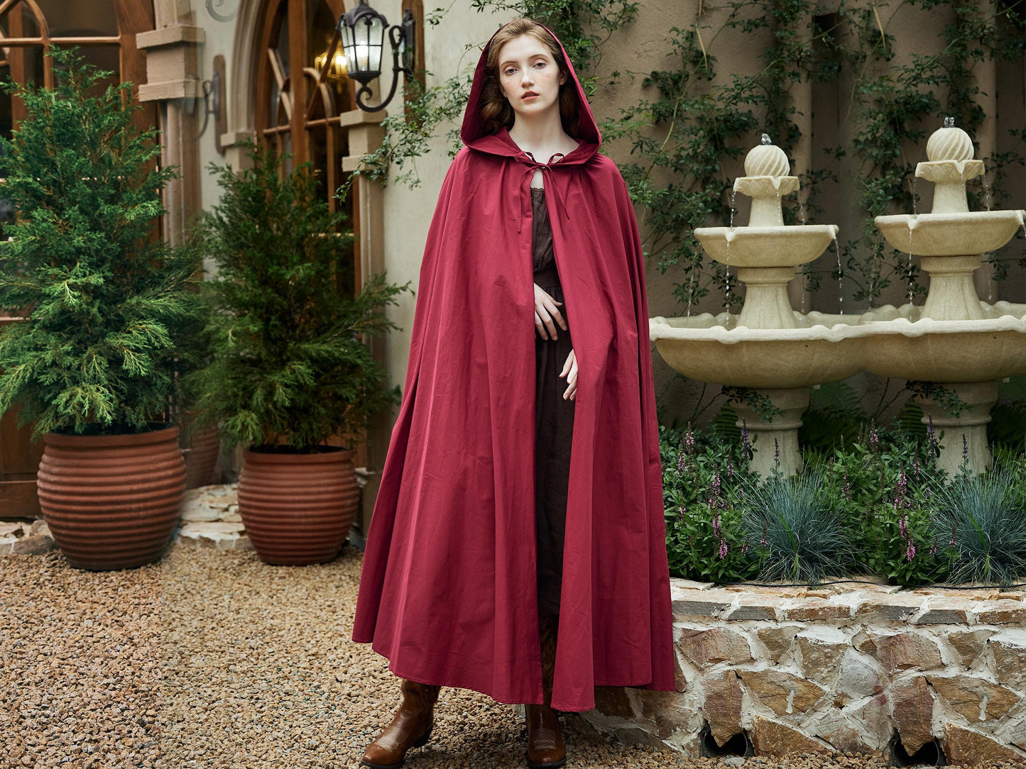 Medieval Cloak Hooded Cloak Full Circle Lightweight Cotton Robe Elf Cloak Ren Faire Costume Cosplay Cloaks for Halloween