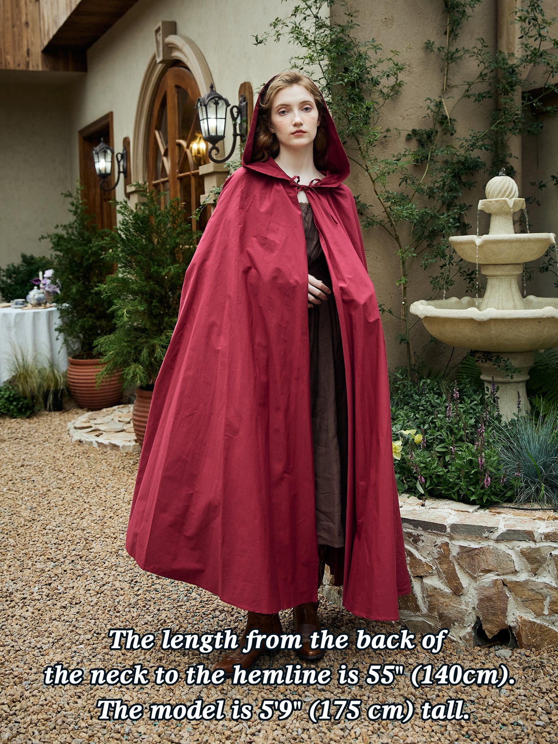 Medieval Cloak Hooded Cloak Full Circle Lightweight Cotton Robe Elf Cloak Ren Faire Costume Cosplay Cloaks for Halloween