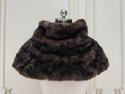 Faux Fur Cowl Outlander Inspired Medieval Warp Brown Vintage Style Cape Shoulder Warmer Scarf