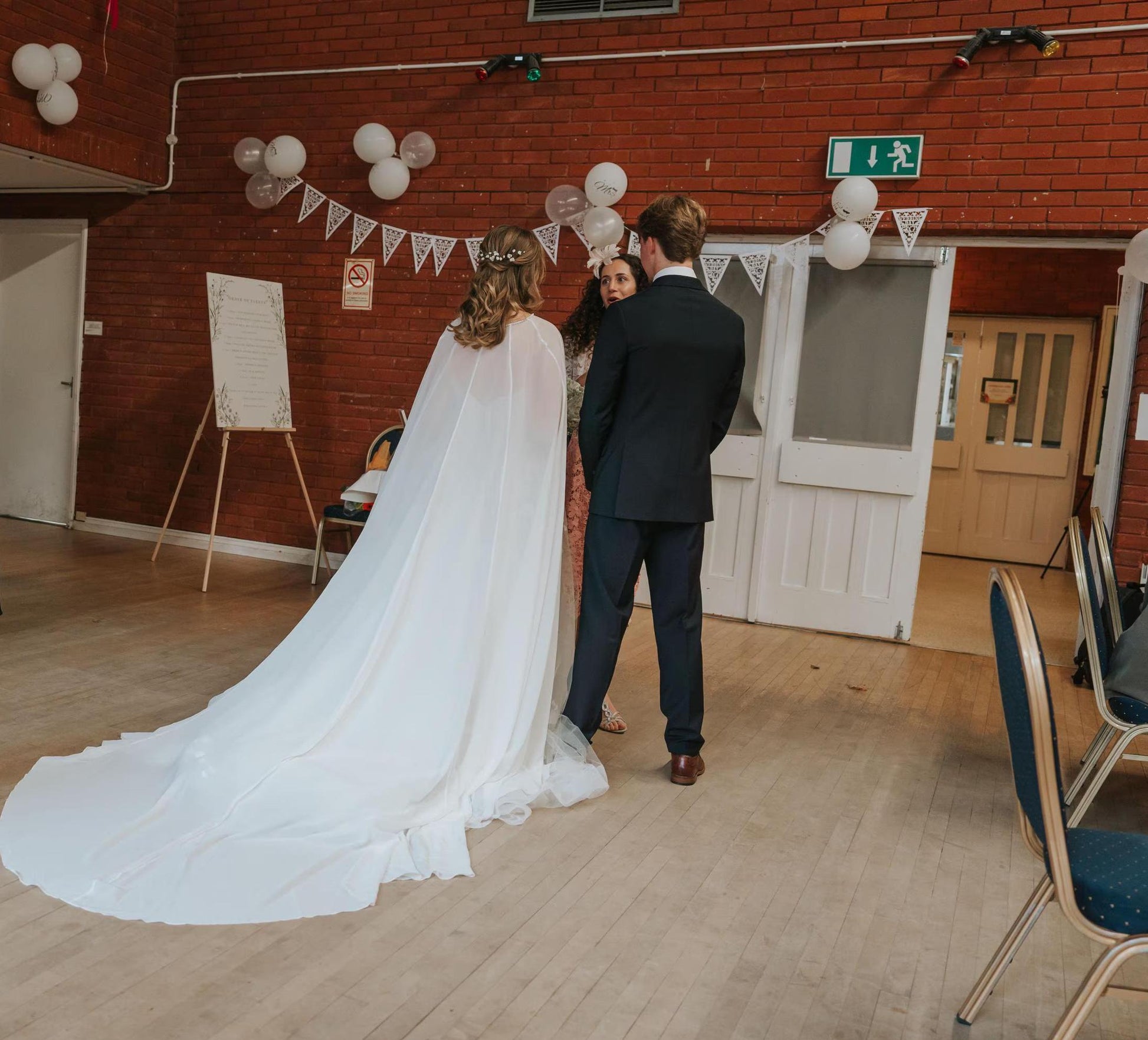 Bridal Cape Pearl Ivory Chiffon Long Cape Wedding cape for Bride Wedding White Cloak With Train Photo Shoot Cape Length