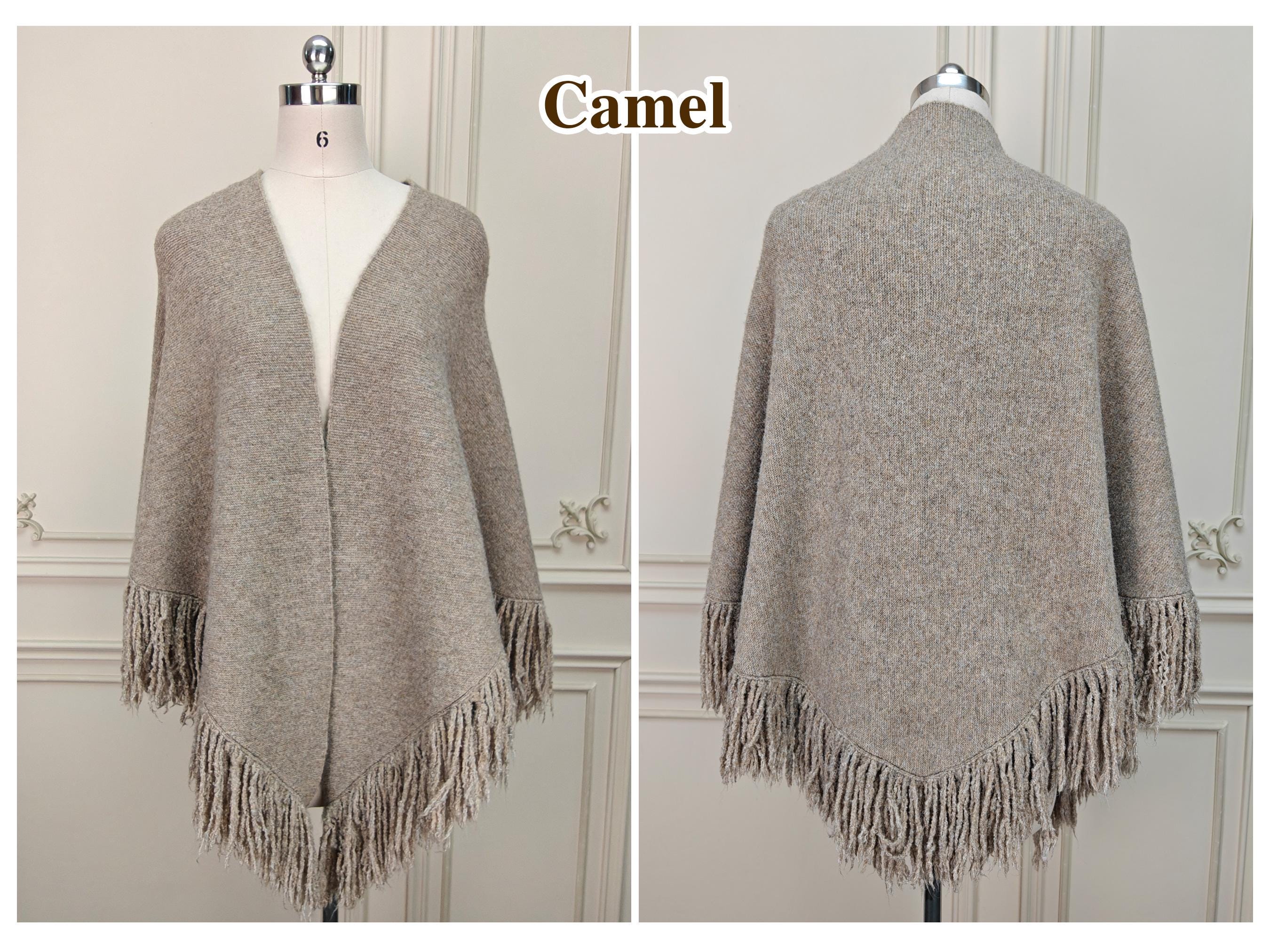 Shawl Warp Wool Blend Knitted Fringed Evening Wrap Red Triangle Thick Shawl Winter Wedding Shawl Bridal Cover Up