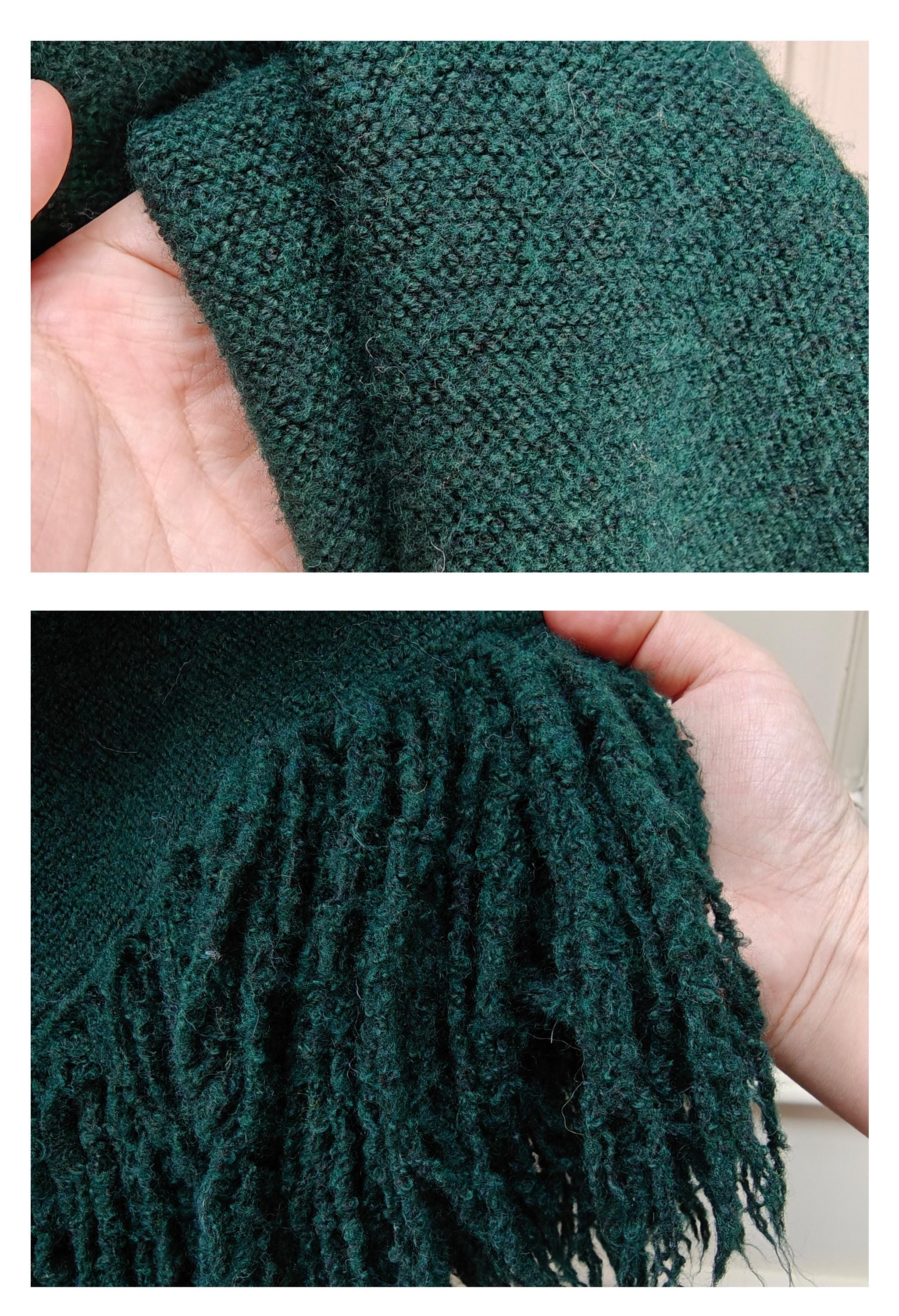 Shawl Warp Wool Blend Knitted Fringed Evening Wrap Green Triangle Thick Shawl Winter Wedding Shawl Bridal Cover Up