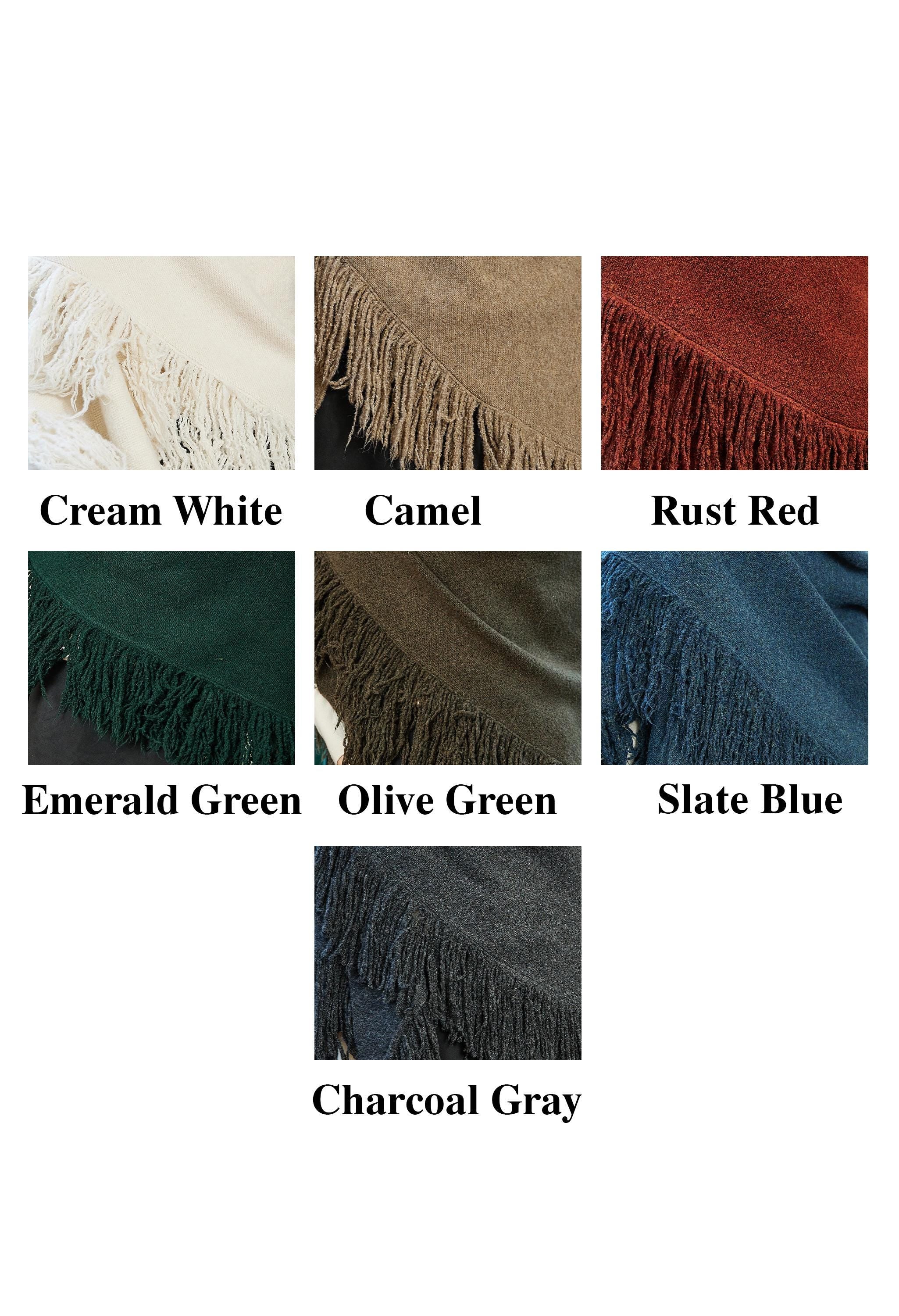 Shawl Warp Wool Blend Knitted Fringed Evening Wrap Green Triangle Thick Shawl Winter Wedding Shawl Bridal Cover Up