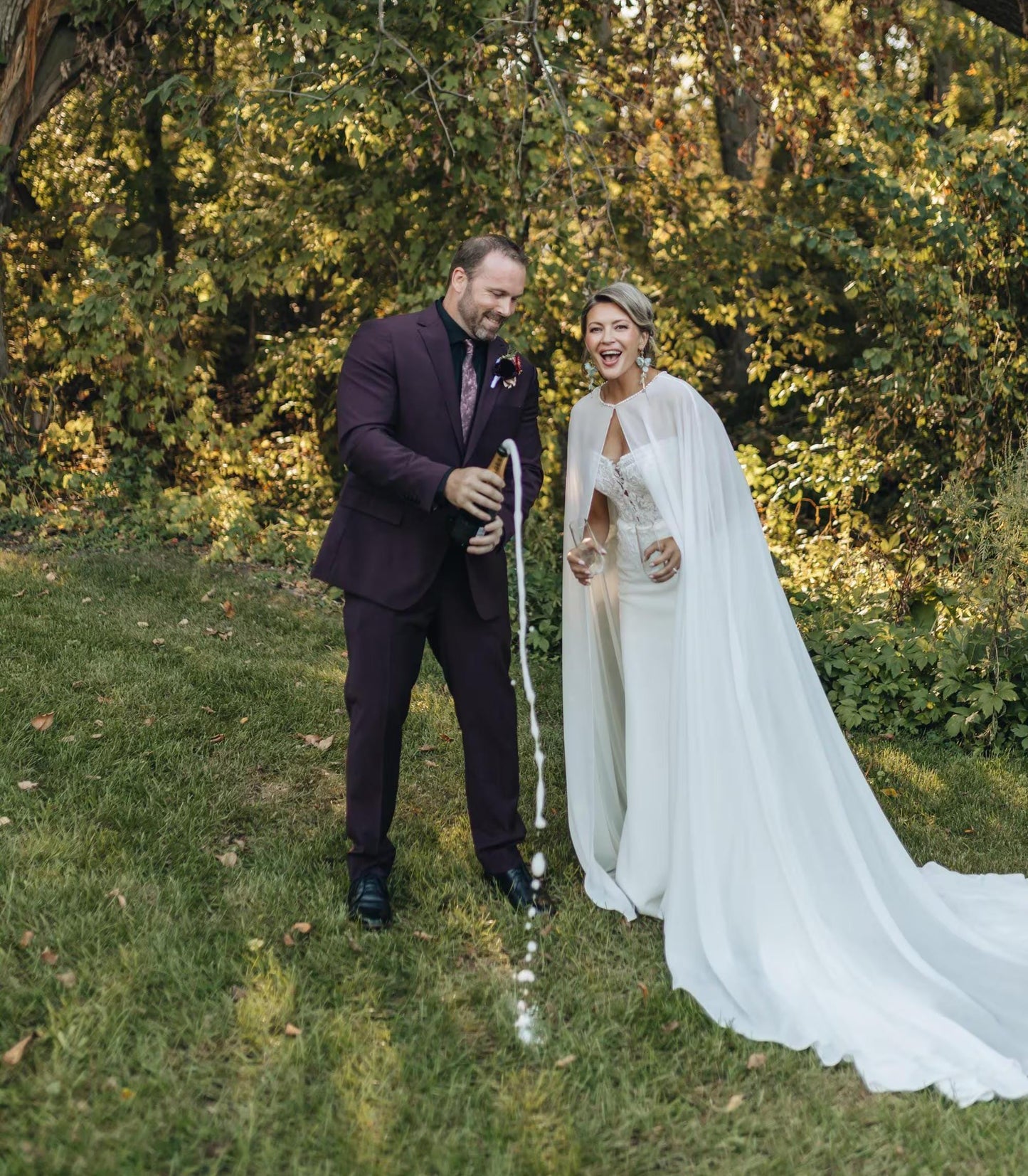 Bridal Cape Pearl Ivory Chiffon Long Cape Wedding cape for Bride Wedding White Cloak With Train Photo Shoot Cape Length