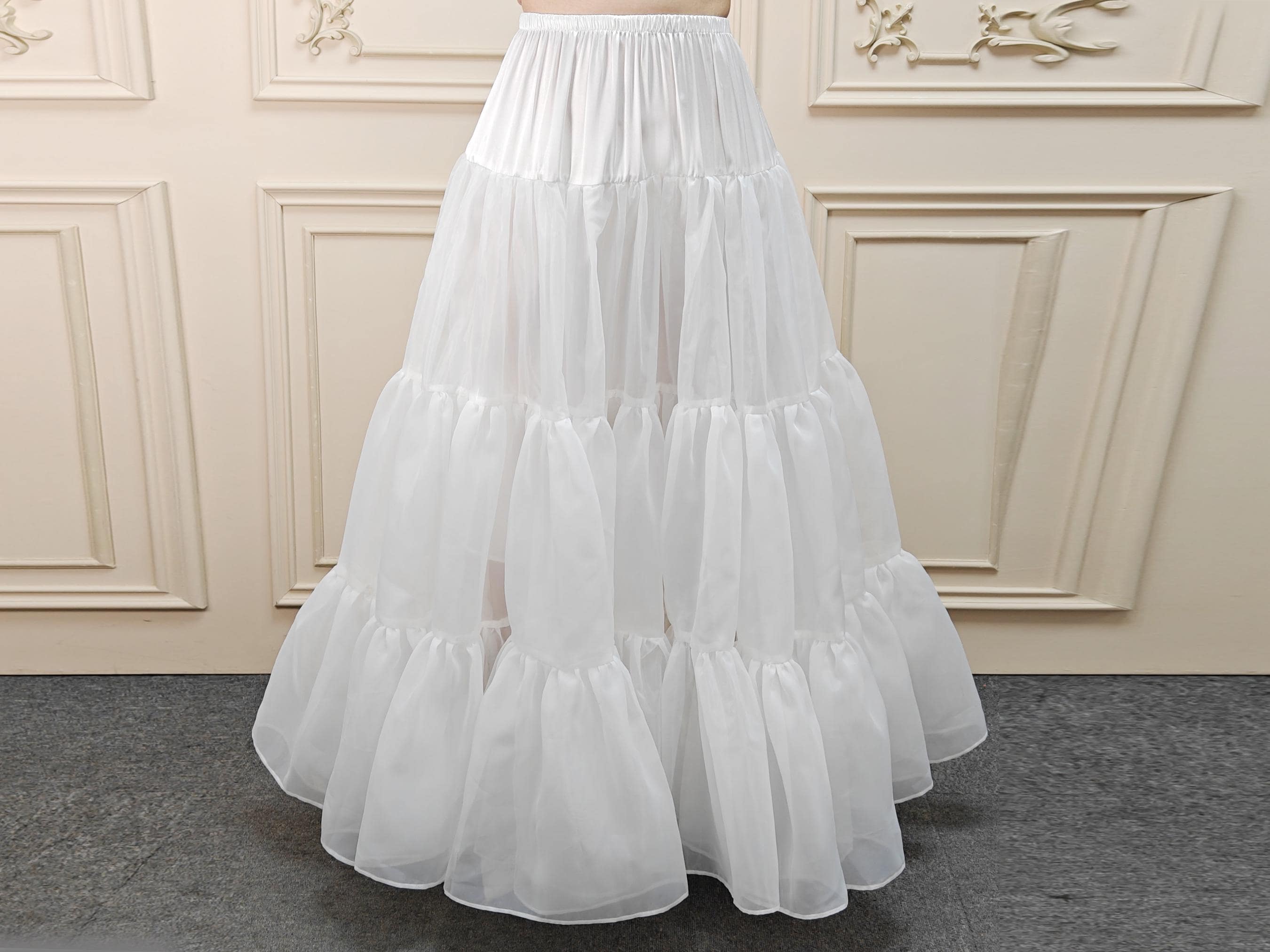 Petticoat Organza Wedding Floor Length Petticoat Tea Length Crinoline for Ball Gown Skirt Underskirt with Lining