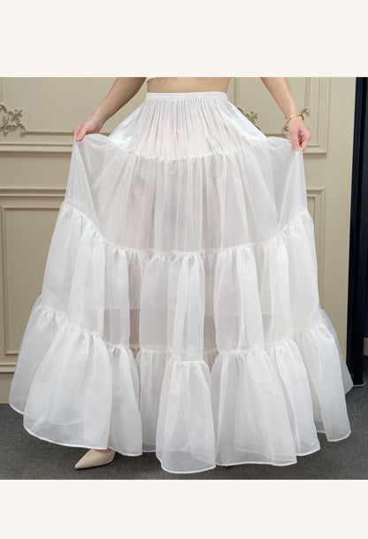 Petticoat Organza Wedding Floor Length Petticoat Tea Length Crinoline for Ball Gown Skirt Underskirt with Lining