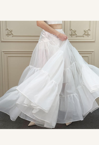 Petticoat Organza Wedding Floor Length Petticoat Tea Length Crinoline for Ball Gown Skirt Underskirt with Lining