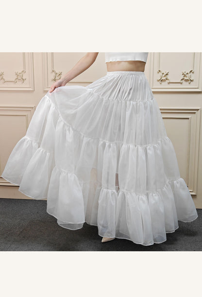 Petticoat Organza Wedding Floor Length Petticoat Tea Length Crinoline for Ball Gown Skirt Underskirt with Lining