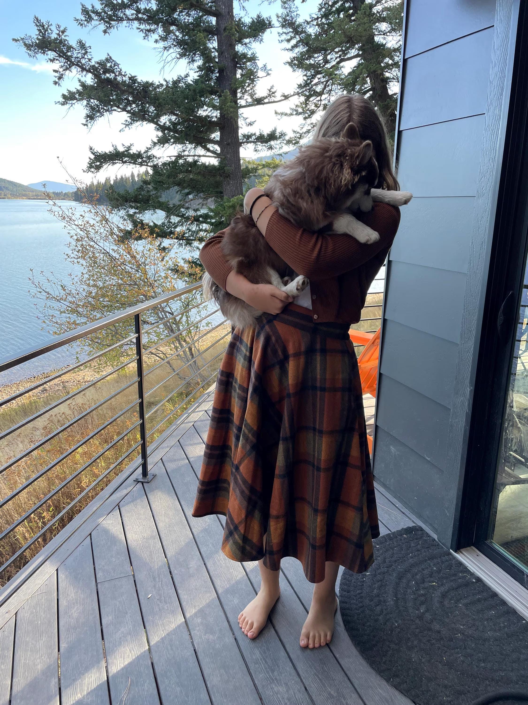 Vintage inspired plaid wool skirt