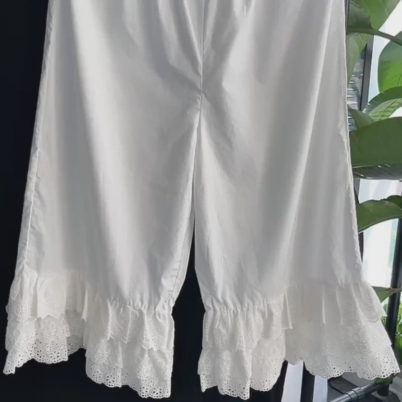 Cotton Bloomers Women Pantaloons Victorian Plus Size Bloomers Culottes Cropped Pants Loungewear Pettipants with Tiered Lace Edge