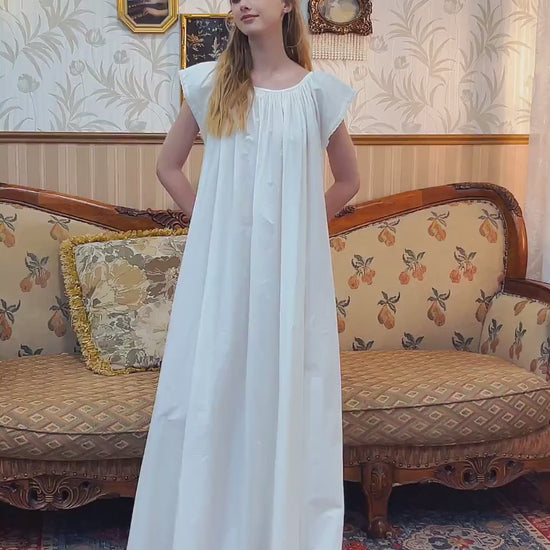 Nightgown Cotton Victorian Nightgown Plus Size White Long Sleepwear Nachthemd Floor Length