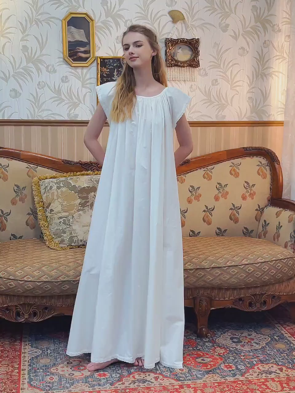 Nightgown Cotton Victorian Nightgown Plus Size White Long Sleepwear Nachthemd Floor Length