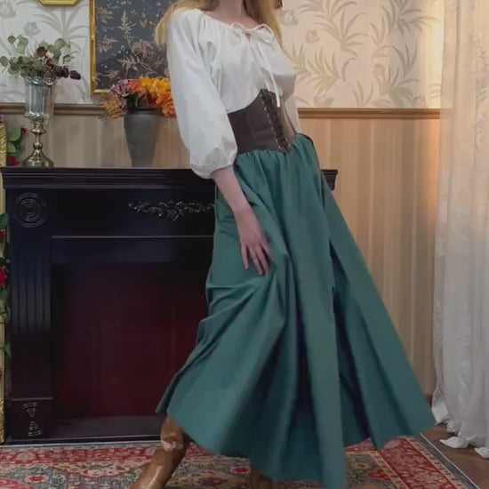 Victorian Style Skirt Cotton Long Skirt Period Skirt Medieval outfits Renaissance Festival Skirt Ren Faire Costume Full Length