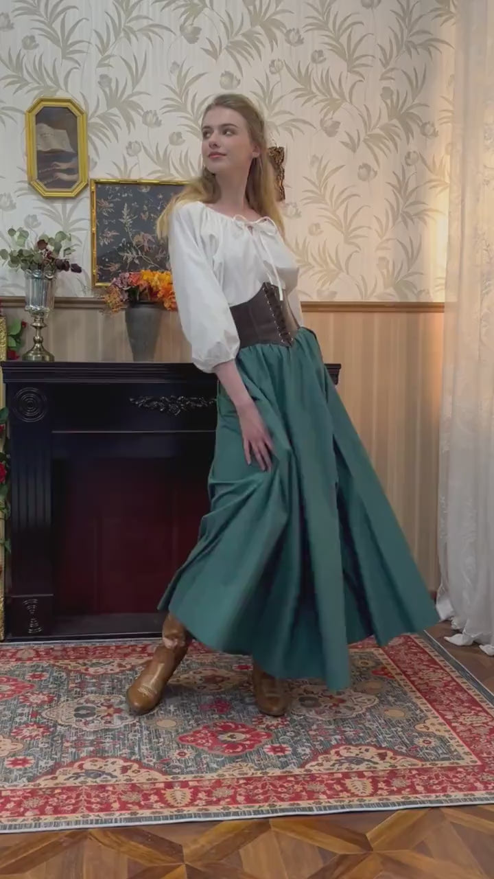 Victorian Style Skirt Cotton Long Skirt Period Skirt Medieval outfits Renaissance Festival Skirt Ren Faire Costume Full Length