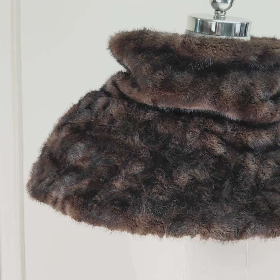 Faux Fur Cowl Outlander Inspired Medieval Warp Brown Vintage Style Cape Shoulder Warmer Scarf