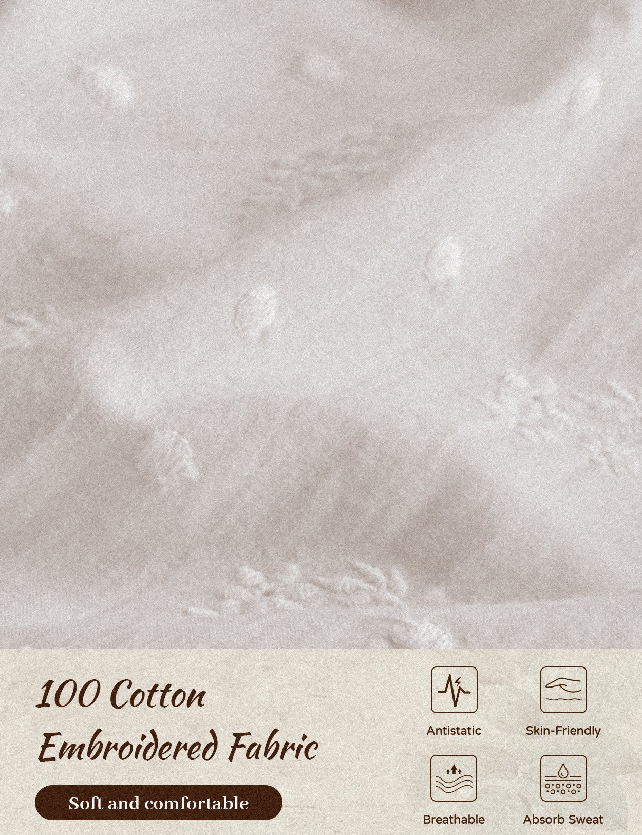 Victorian embroidered cotton nightgown with ruffle trim fabric details