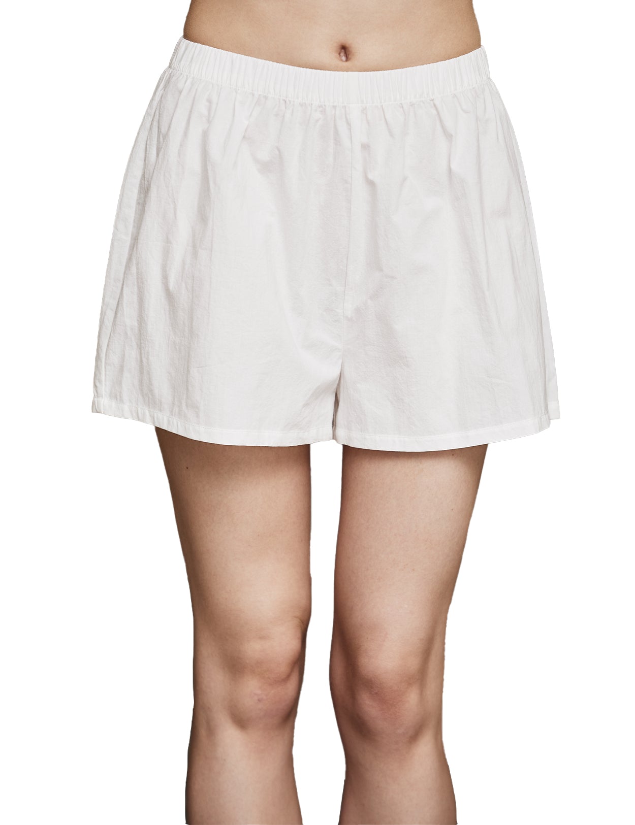 Women's soft washed 100% cotton pajama shorts in ivory, comfortable lounge sleepwear