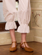 Sueasyretro cotton Pettipants close-up showing delicate lace-trimmed ruffled cuffs on vintage bloomers.