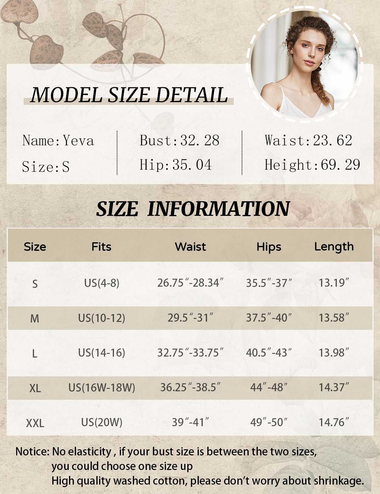 shorts size chart